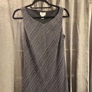 Size 6 Ann Taylor Loft Midi dress, black with white stripes on the bias